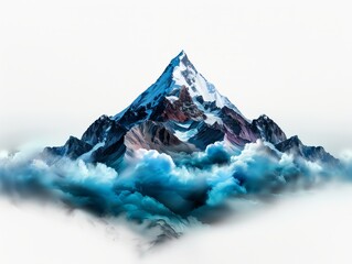 Obraz premium Majestic Snow-Capped Mountain Peak Amidst Ethereal Clouds
