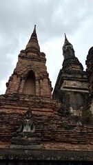 Fototapeta premium Close up The Lotus Bud Stupa in Wat Mahathat , sukhothai historical park thailand.