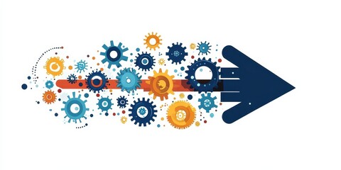 An abstract image of connected gears pointing toward the right