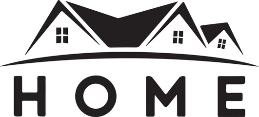 Sleek real estate logo featuring pitched rooftops and tree