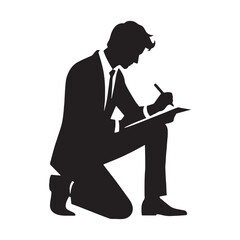 Gifted Writer silhouette, translating ideas into impactful stories - Writer illustration - Minimalist Writer vector - Profession silhouette
