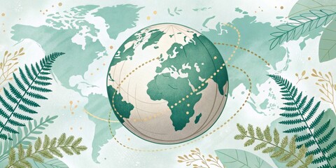 Pixel-art Earth meets digital botany, blending retro gaming nostalgia with eco-themes, ideal for educational games, tech-conference visuals, and geek merch, with copy space.