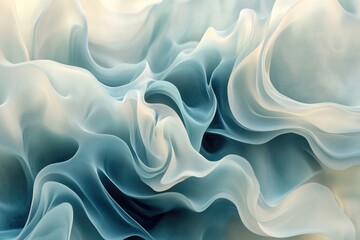 Obraz premium Abstract flowing light blue and white fabric composition