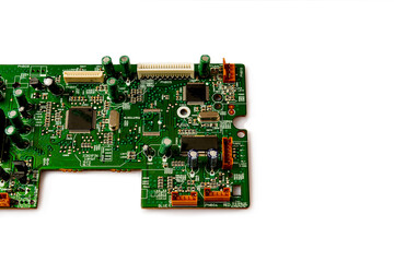Electronic board with radio components, connectors, slots and processor chip from an electronic...