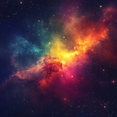 Obraz premium Vibrant nebula with colorful cosmic clouds and stars.