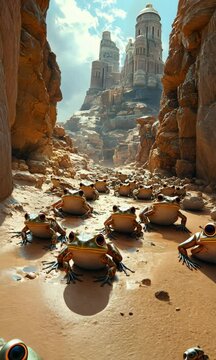 Second Plague in Egypt, Plague of Frogs in Egypt, Biblical Illustration