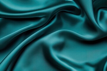 Obraz premium Luxurious Teal Silk Fabric Draped Softly Elegant Smooth Texture Background