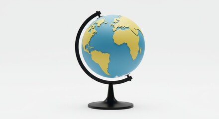 Clean Geometric Illustrated Globe on a Stand