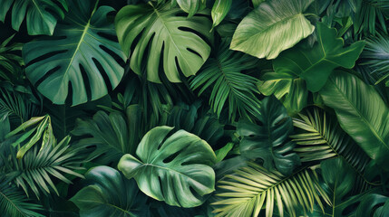 A lush, green tropical forest depicted in an artistic illustration, offering a captivating nature-inspired background concept