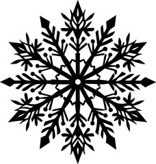 Snowflake vector silhouette line art Generative AI