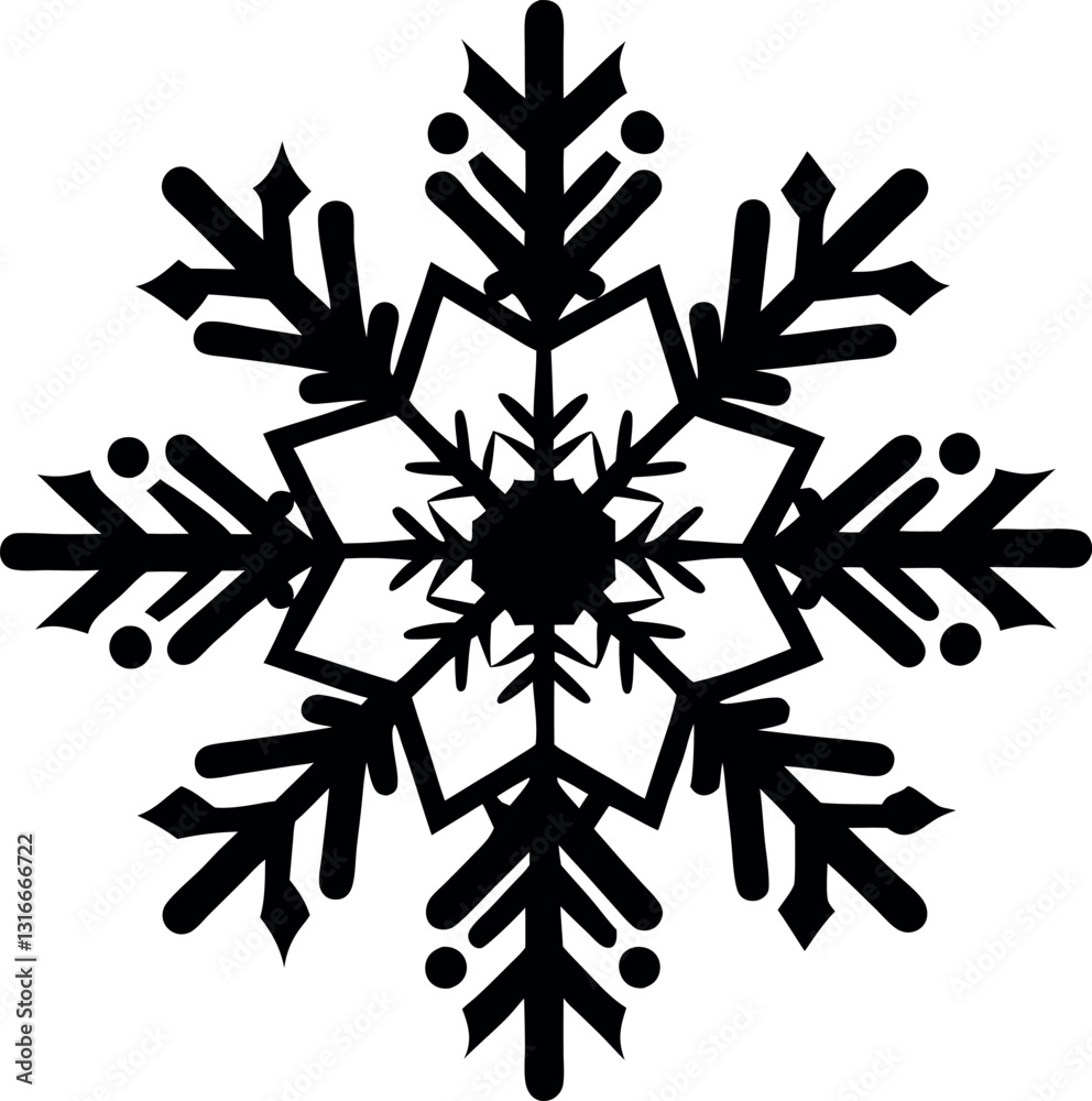 Fototapete snowflake vector silhouette line art generative ai