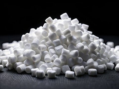High-resolution stock photo: Isolated white polystyrene foam chips at night.