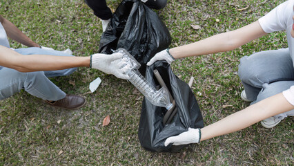 Community volunteers participating in a cleanup drive, collecting plastic waste.