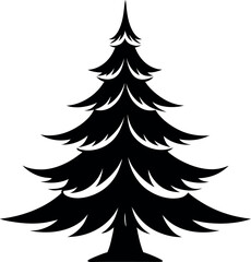 Obraz premium Christmas tree vector silhouette line art 