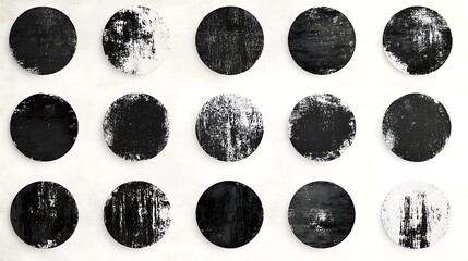 Grunge brush circles in various sizes and textures, perfect for artistic design elements