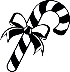 Candy cane vector silhouette line art 