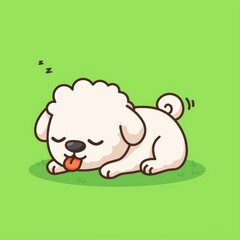 Cute Sleepy Dog on Green Grass