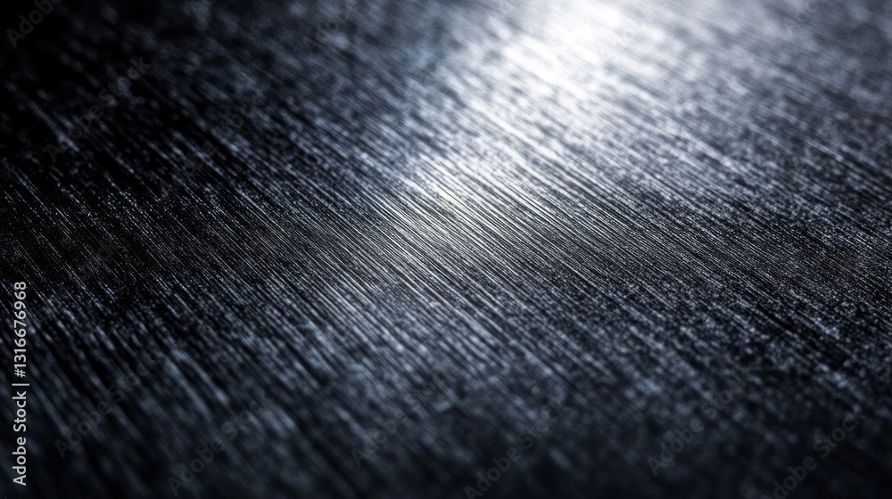 Poster glimmering under gentle light, the brushed metal surface showcases intricate patterns and textures, 