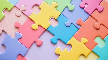 Obraz premium Bright puzzle pieces scattered on a table