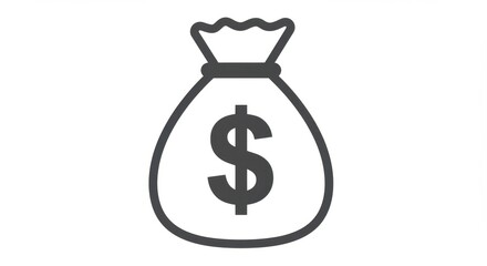 Minimalist Illustrated Money Bag Icon with Dollar Sign