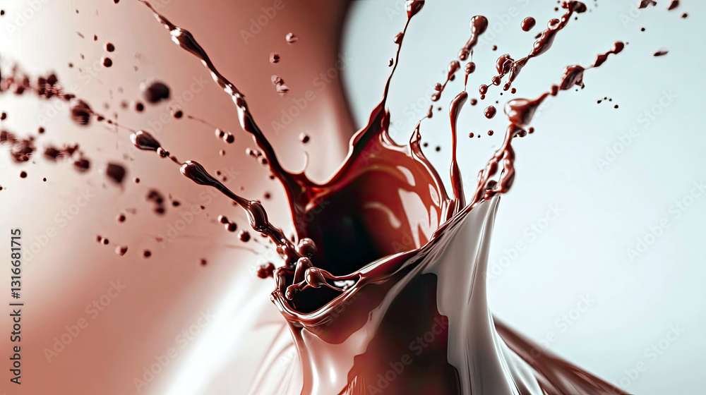 Aufkleber glossy chocolate swirls creating an artistic flow against a gently contrasting backdrop