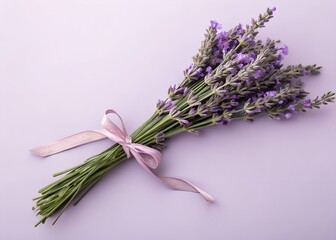 Naklejka premium Lavender Bouquet with Ribbon