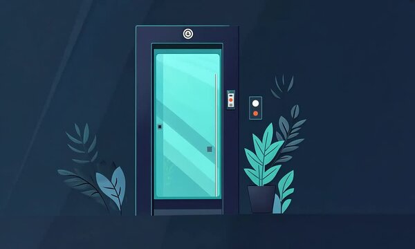 Modern elevator with plants