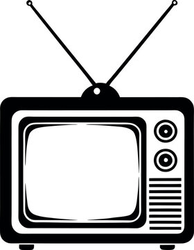 recommend clip art: Retro TV with antenna vector silhouette line art 