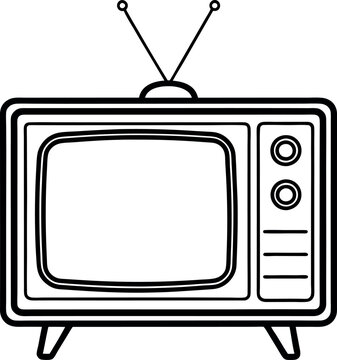 recommend clip art: Retro TV with antenna vector silhouette line art 