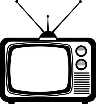 recommend clip art: Retro TV with antenna vector silhouette line art 