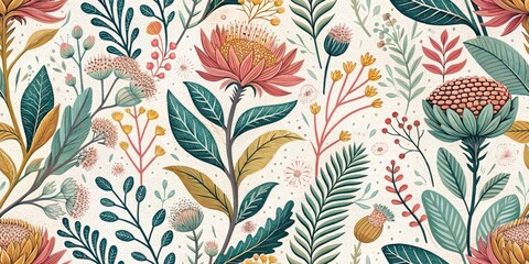 Vintage Nursery Decor, Whimsical Plant Illustration, Botanical Print, Retro Baby Room Art, Childrens Wall Art,  Cute Plant Drawing