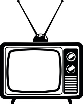 recommend clip art: Retro TV with antenna vector silhouette line art 