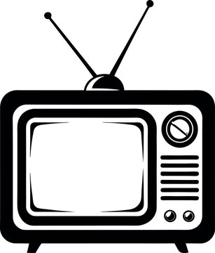 recommend clip art: Retro TV with antenna vector silhouette line art 