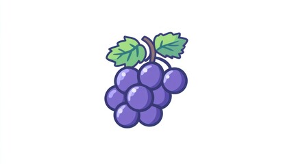 Cartoon grapes illustration, simple fruit design, for use in children's books or healthy eating guides