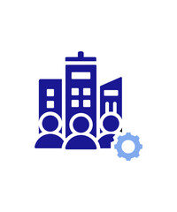 Naklejka premium Building repairing service icon with two tone