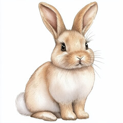 Obraz premium Adorable hand drawn watercolor bunny with soft fur and cute expression, Illustrated cute bunnies, Kawaii bunny Isolated design on white background For Rabbit Lovers and Easter
