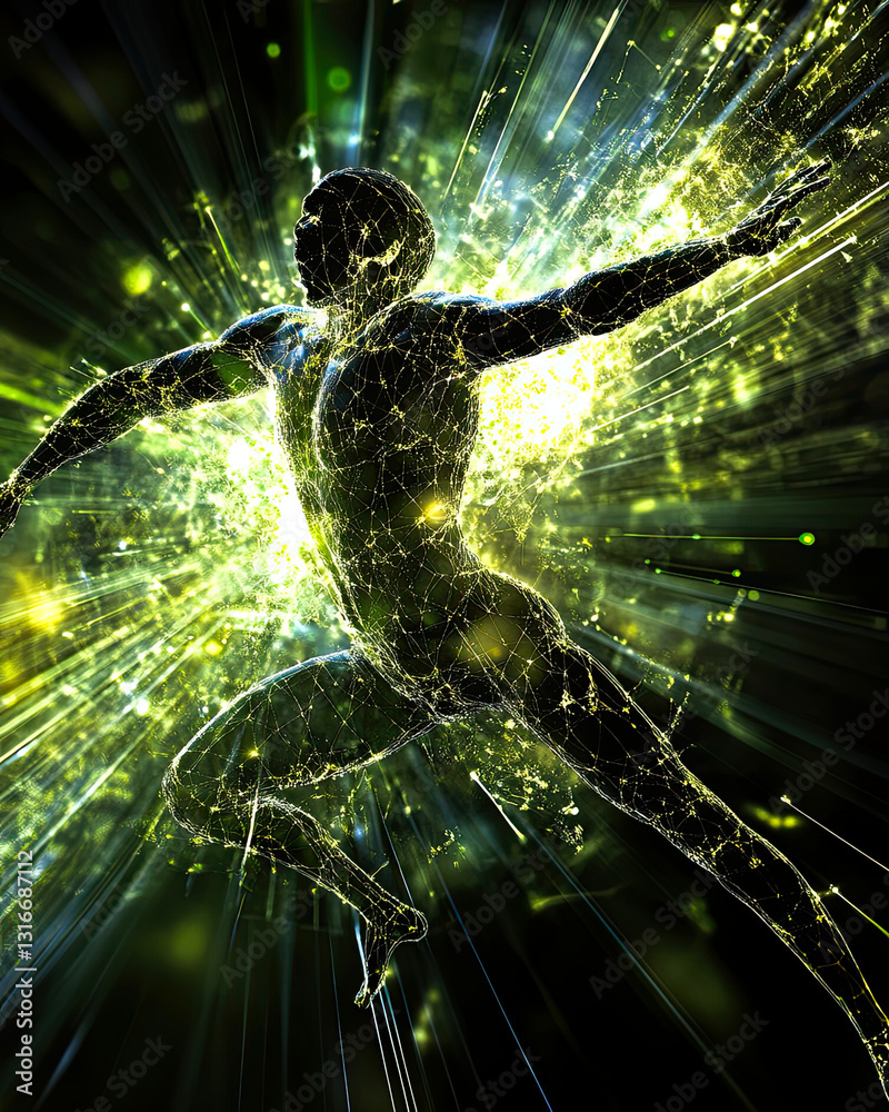 Poster Dynamic Display of Cell Regeneration Illustrating Vitality and Transformation in the Human Body