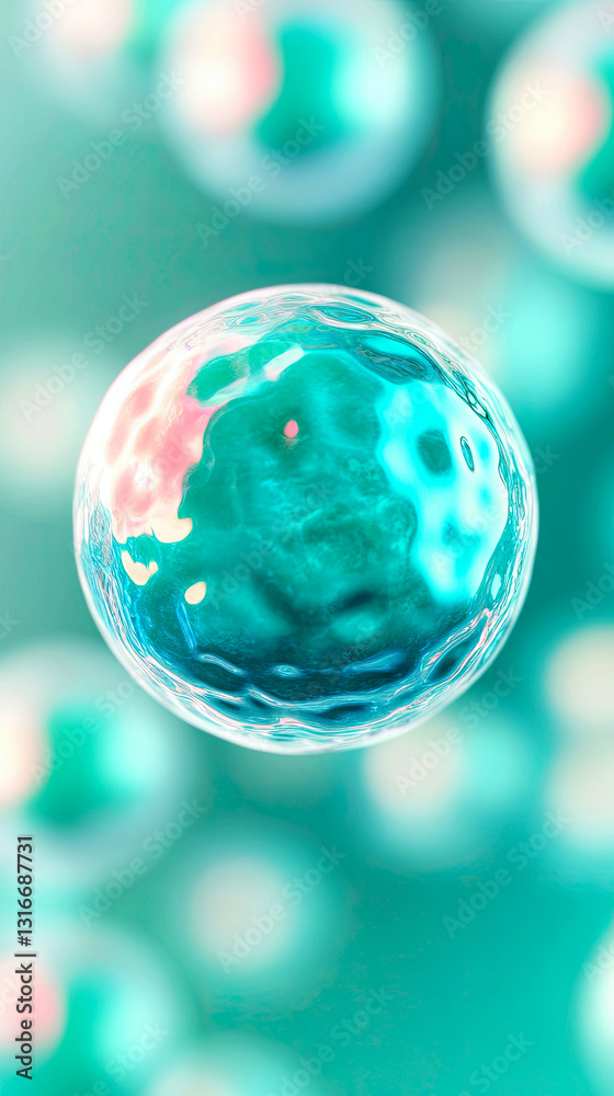 Poster exploring cellular regeneration through vibrant microscopic imagery in diverse environments