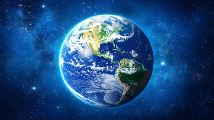 Stunning Earth from Space with Vibrant Colors and Starry Background