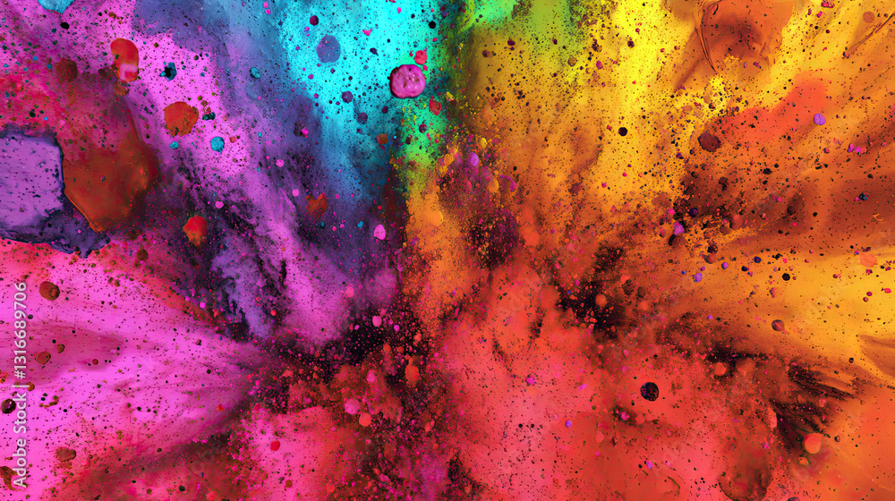 Poster dynamic dance of colors in a vibrant explosion of paint across an exhilarating canvas