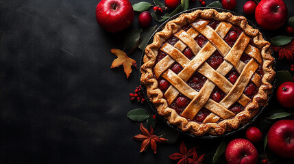 Golden pie in the kitchen, ready for serving