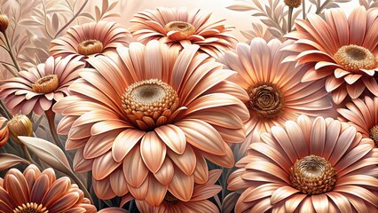 Soft Hued Gerbera Daisies Surrounded by Delicate Green Foliage