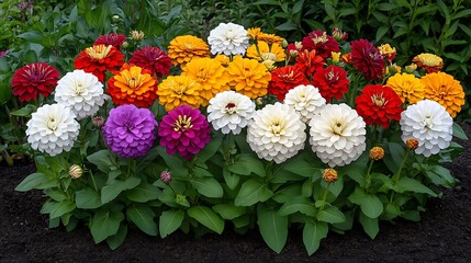 Obraz premium Vibrant Zinnia Blooms in a Summer Garden AI Generated