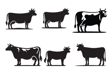 Cow graphic icon. Cow black silhouette isolated on white background. Vector illustration