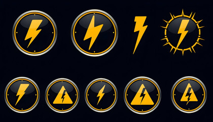 Obraz premium Set of Vibrant Lightning Symbols for Energy and Power Concepts