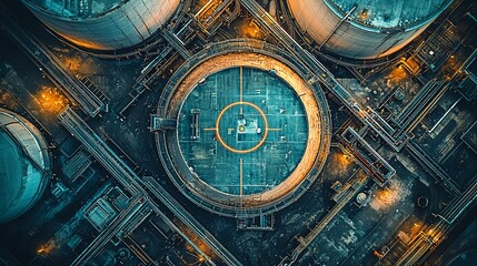 Obraz premium Aerial View of Industrial Tank Farm