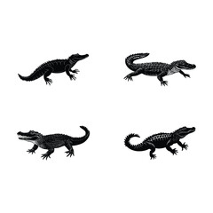 Naklejka premium Crocodile black silhouette of a simple minimal vector