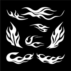 Collection of flame effect stickers for racing style vehicle wraps