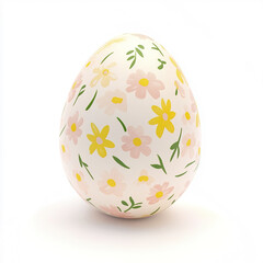 Decorative Easter egg with floral pattern on white background