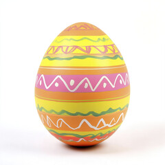 Colorful Easter egg with vibrant patterns on white background